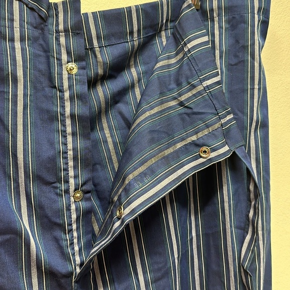 Christian Dior Pajamas 2 Piece Set Collared Shirt Pants Blue Striped Men's Large - Picture 9 of 11